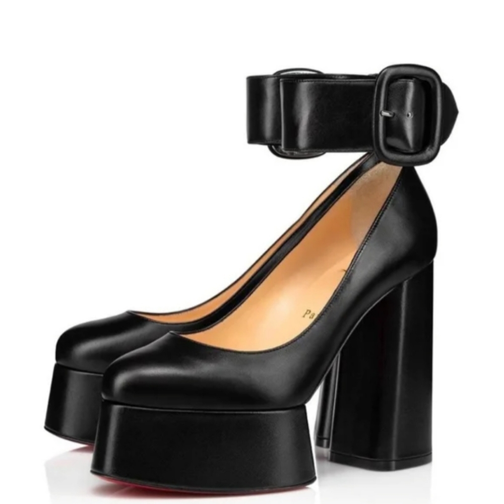 Christian Louboutin Delightfool 130 Ankle-Strap Platform Leather Pumps 37.5